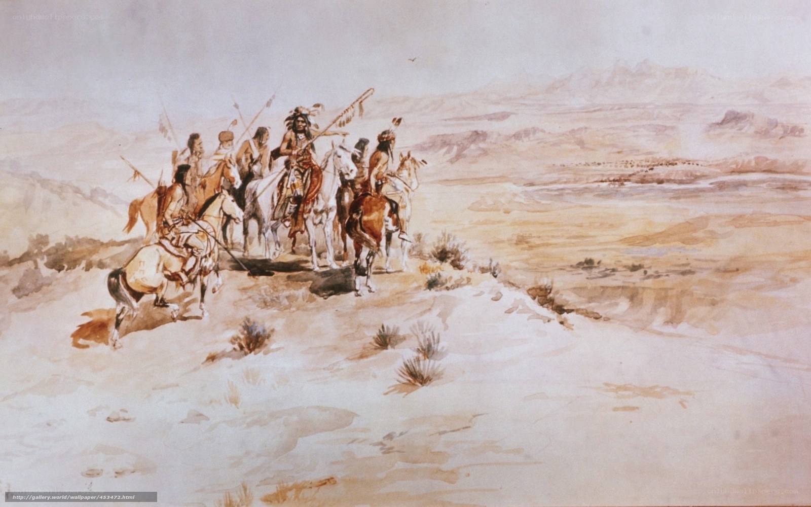 Native American riders in desert