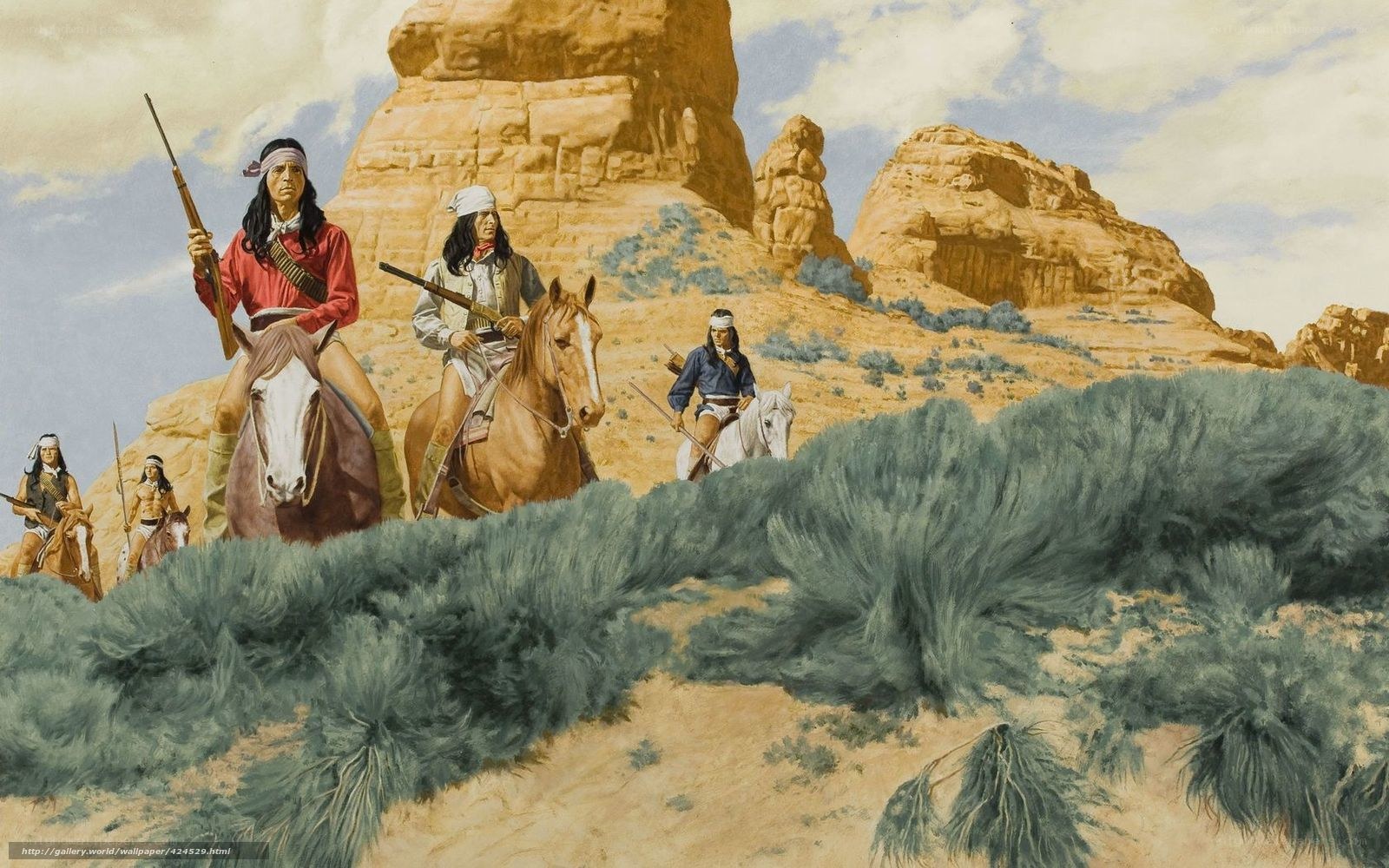 Native American riders in desert