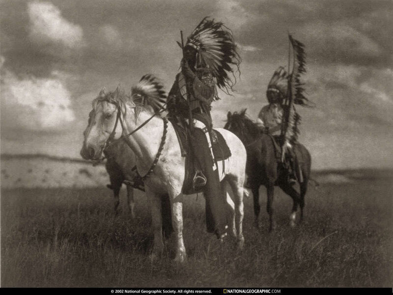 Native American Riders on Horses — Black