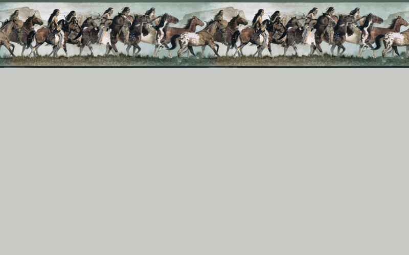 Native American Riders on Horses — Brown, Dramatic, Painting