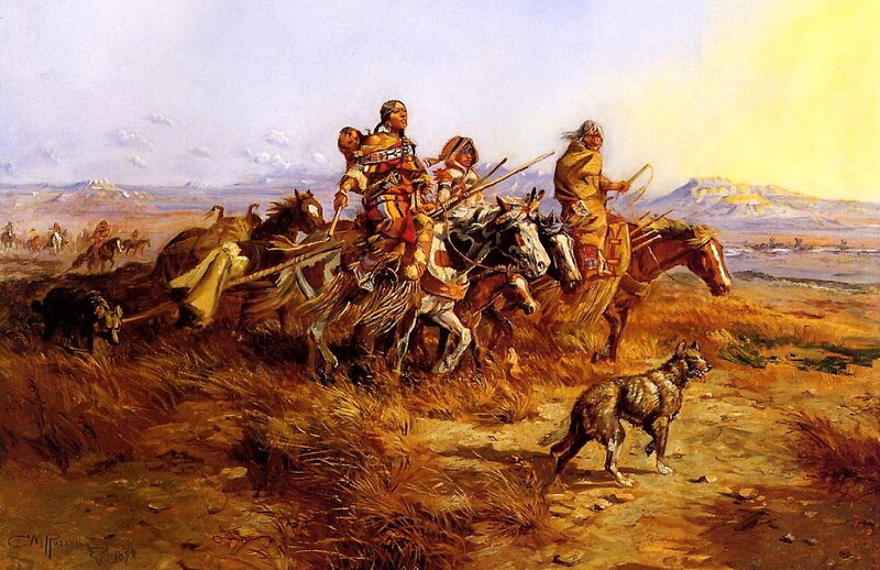 Native American Riders on Horses — Brown