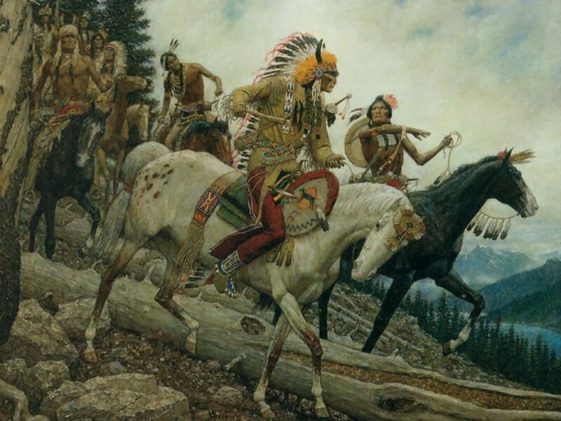 Native American riders on horses