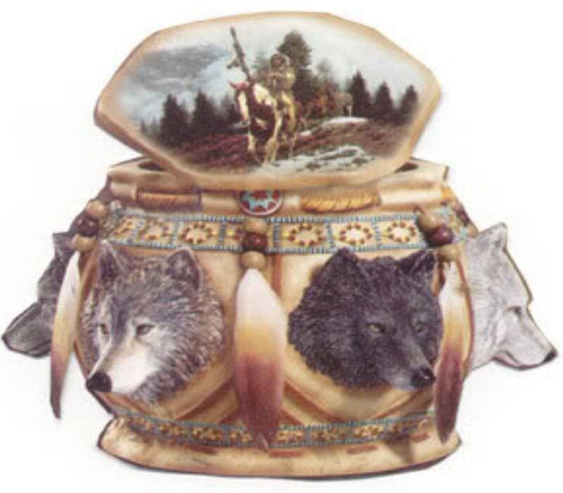 Native American themed wolf box