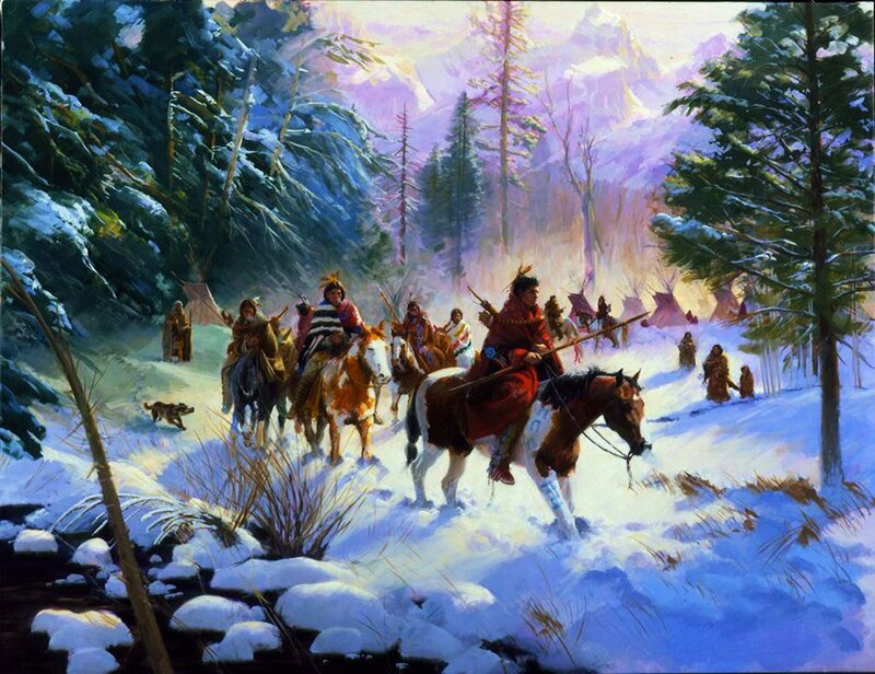 Native American Tribe in Winter