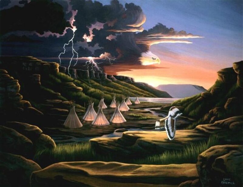 Native American Village — Blue