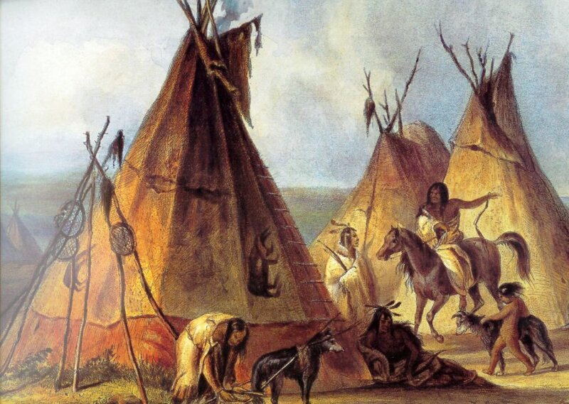 Native American Village — Brown, Dramatic