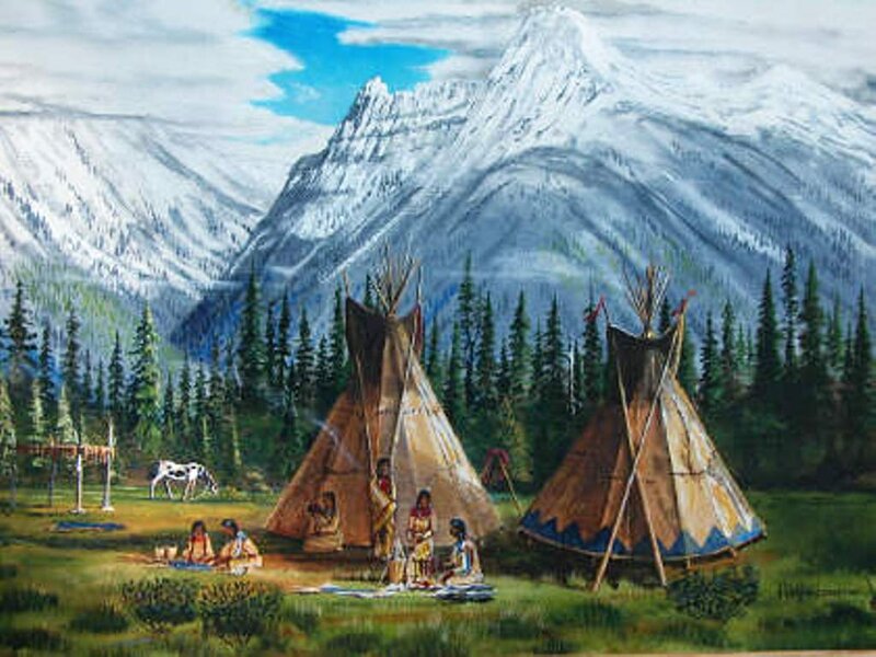Native American Village — Green, Serene, Afternoon