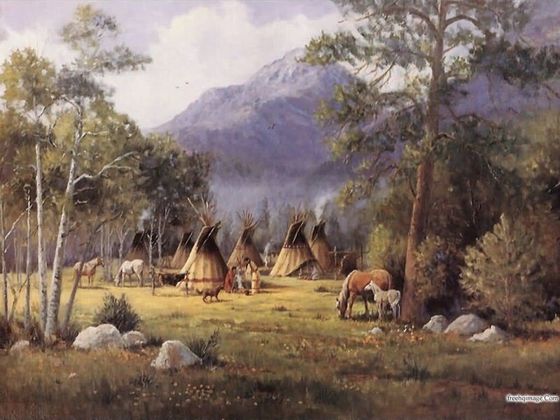 Native American Village — Green, Serene