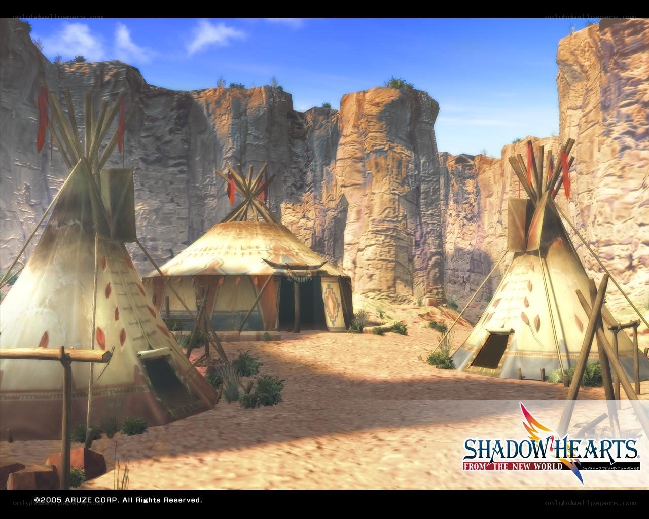 Native American village in canyon