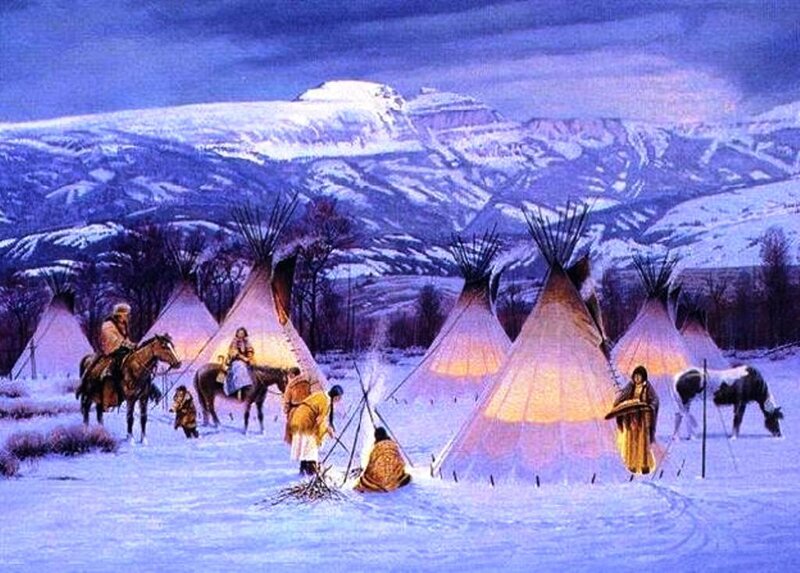 Native American Village in Winter