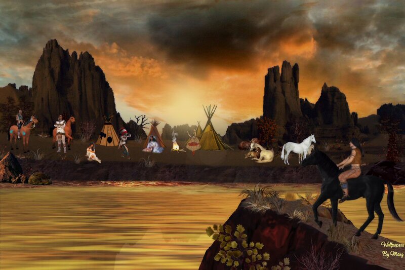 Native American Village — Orange, Dramatic