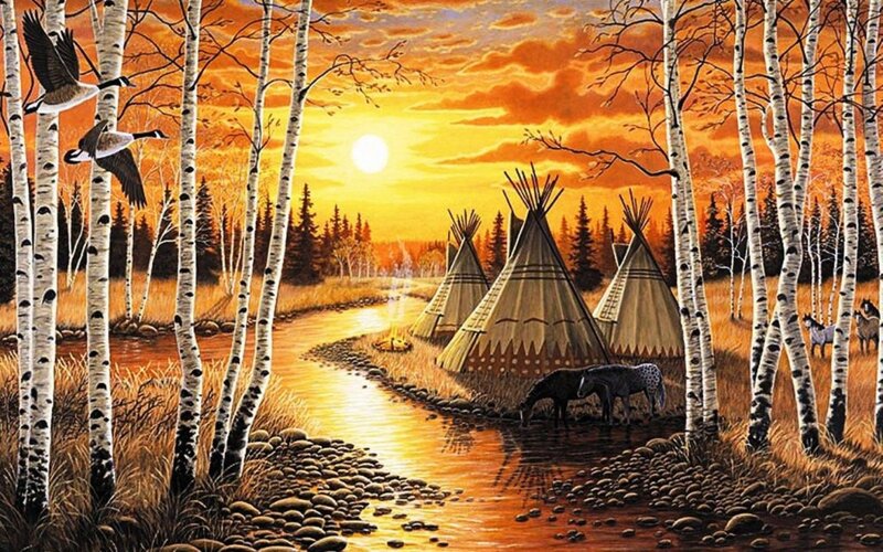 Native American Village — Orange, Serene