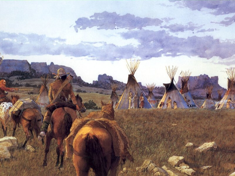 Native American village scene