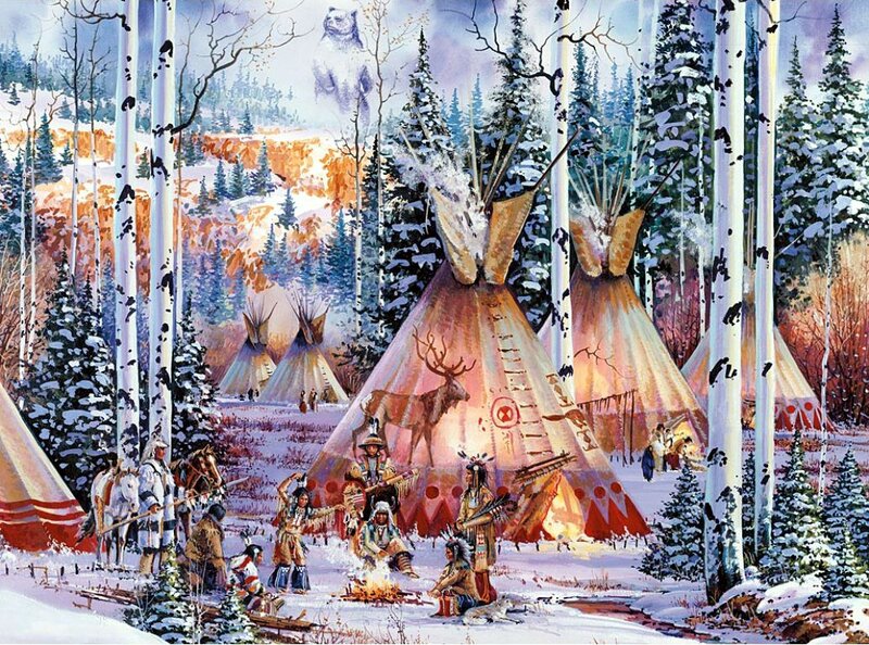Native American Village — White
