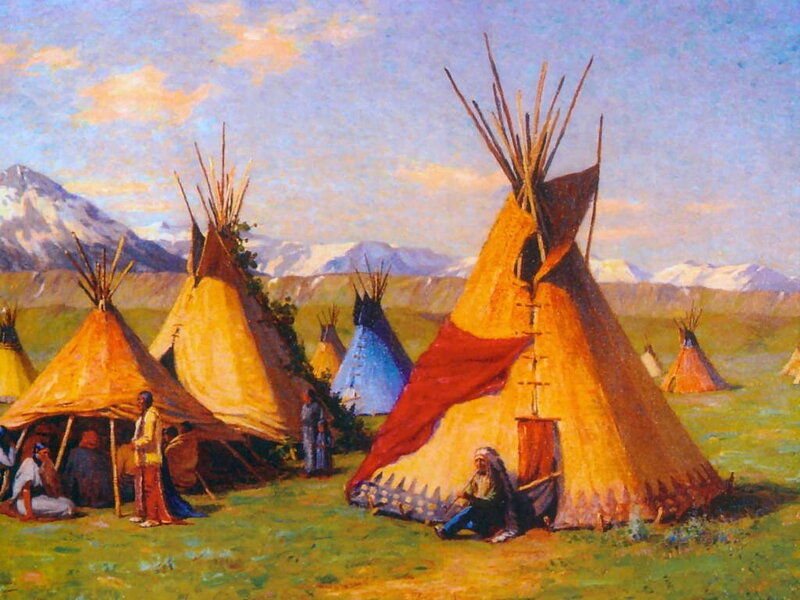 Native American Village — Yellow, Serene