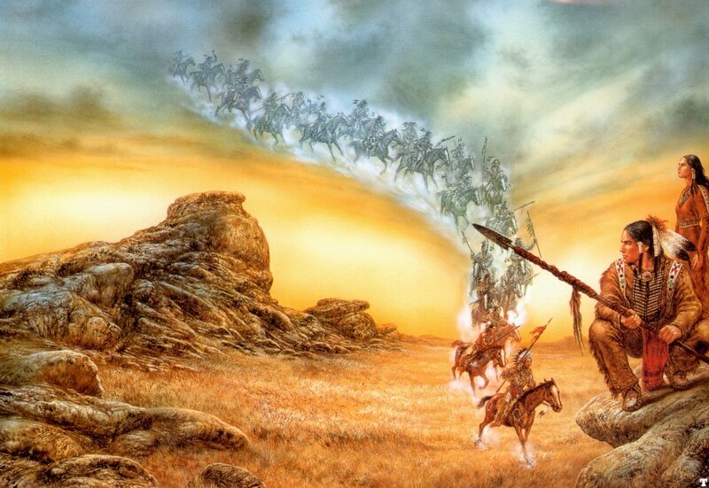 Native American vision of horsemen