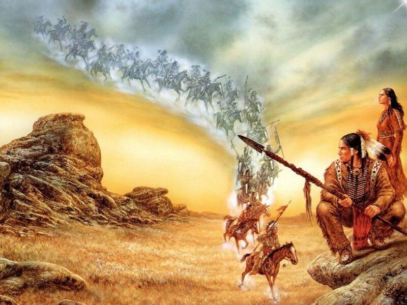 Native American vision of horsemen