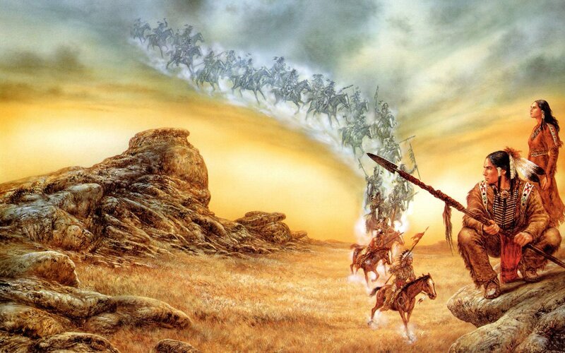 Native American vision of horsemen