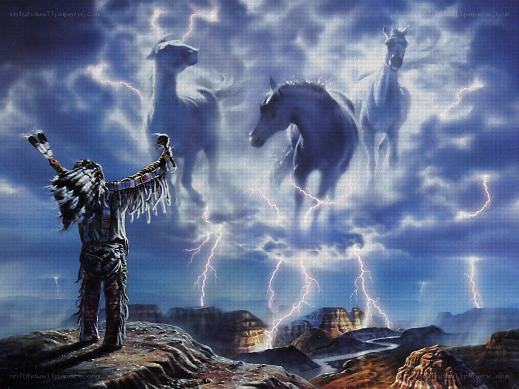 Native American vision with horses
