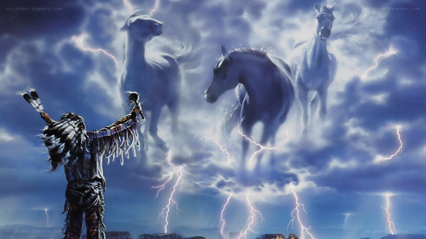 Native American vision with horses