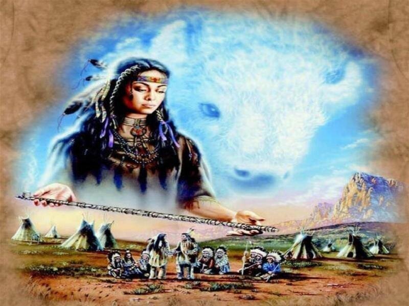 Native American vision with spirit animal