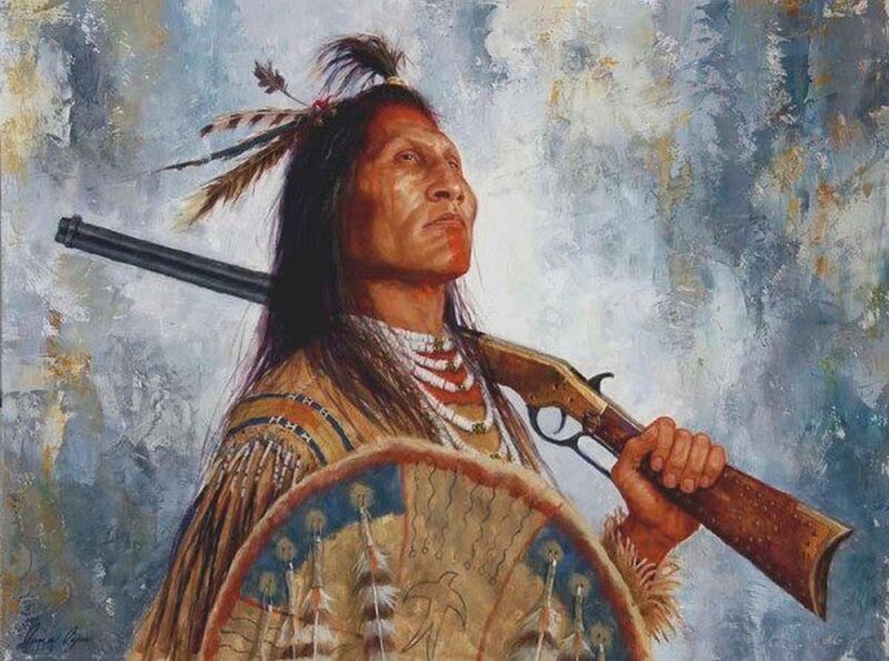 Native American Warrior — Blue, Dramatic