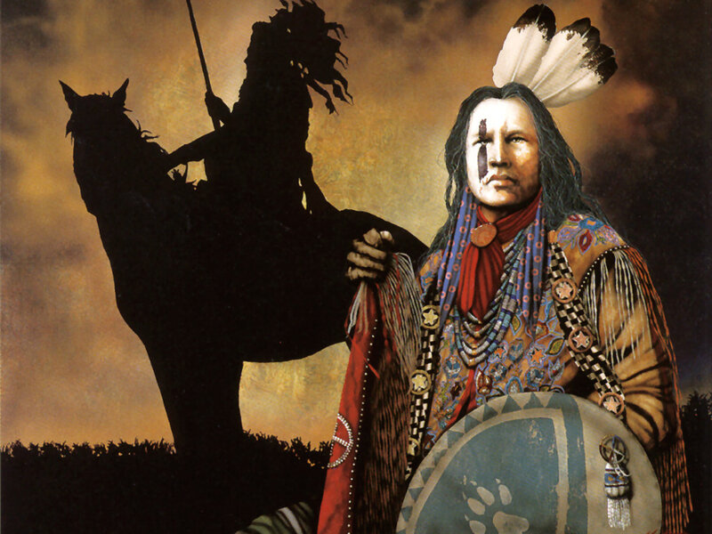 Native American Warrior — Brown, Dramatic