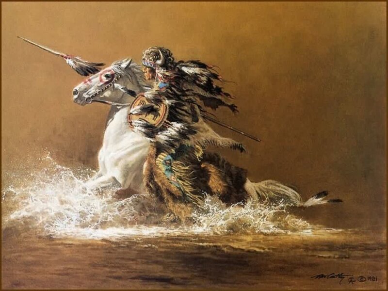 Native American warrior on horseback