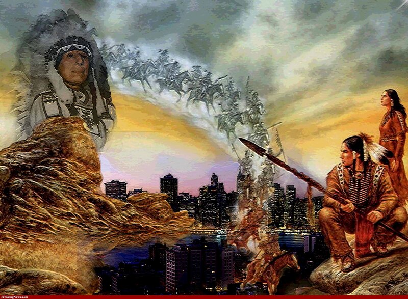 Native American Warriors — Brown, Dramatic, Sunset