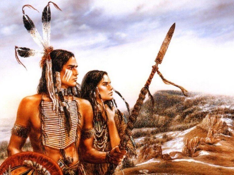 Native American warriors on a hill
