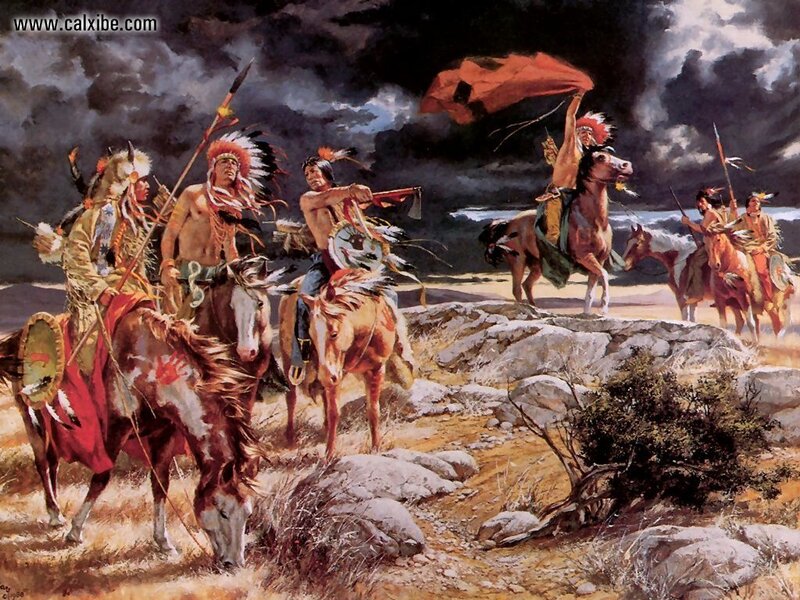 Native American warriors on horseback