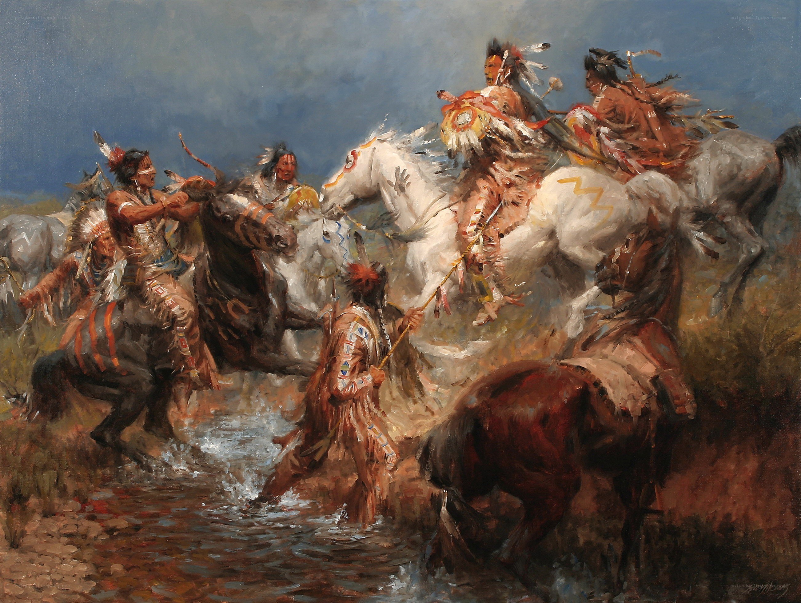 Native American warriors on horseback
