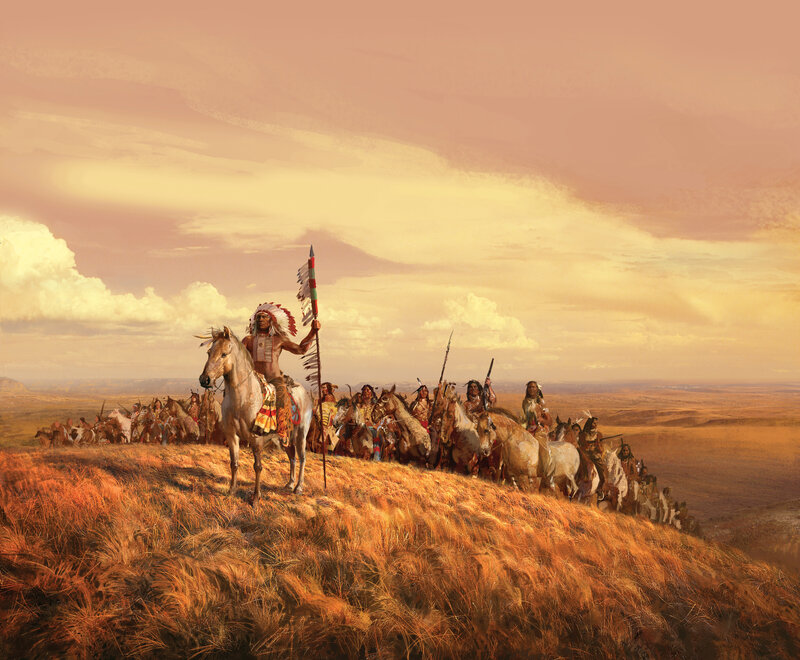 Native American warriors on horseback