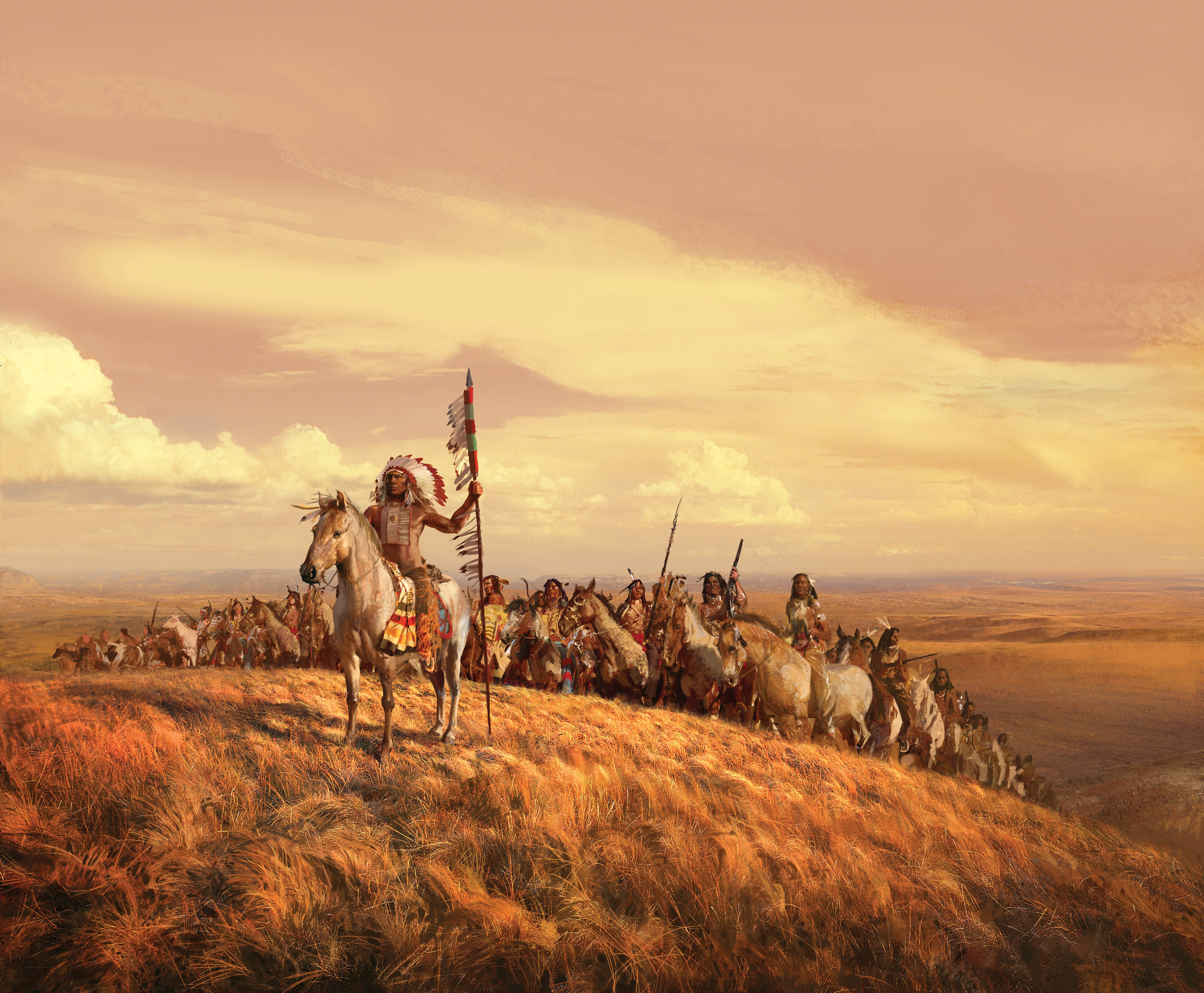 Native American warriors on horseback