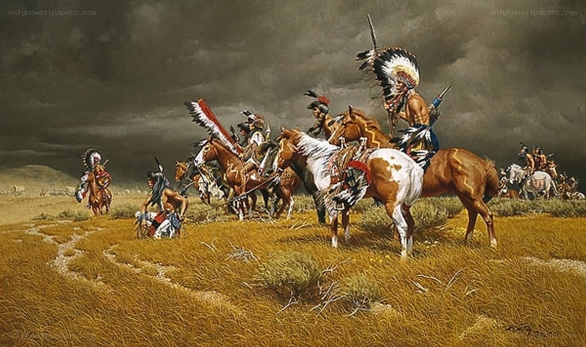 Native American warriors on horseback