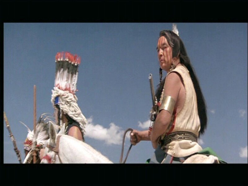 Native American Warriors on Horseback — Blue