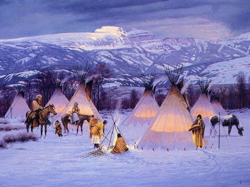 Native American winter encampment