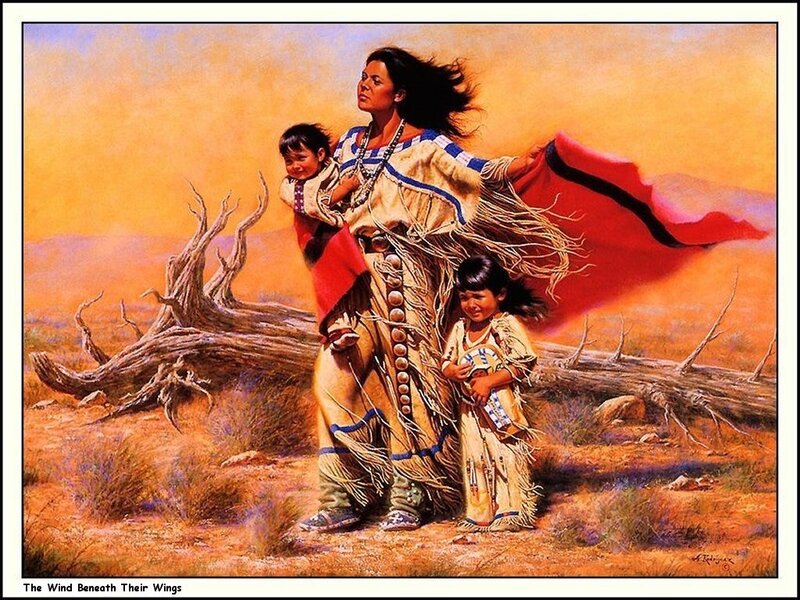 Native American Woman and Children