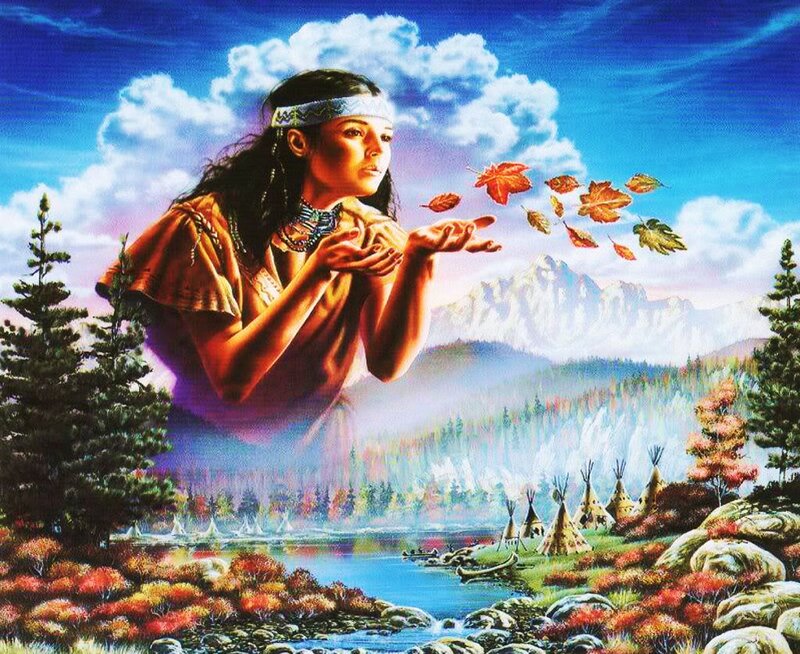 Native American Woman — Blue