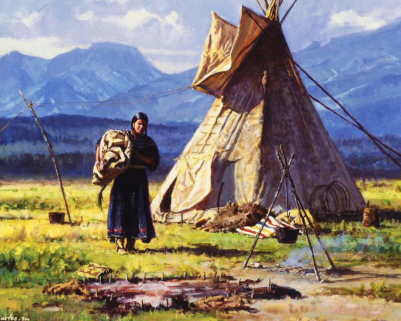 Native American Woman — Green