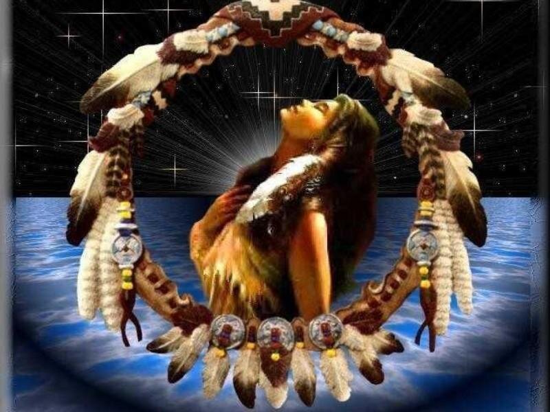 Native American woman in dreamcatcher
