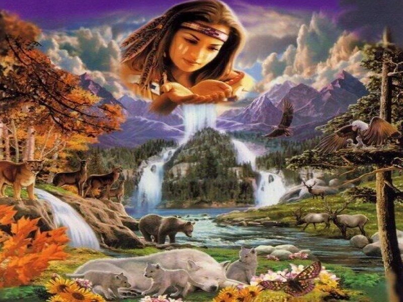 Native American woman in nature