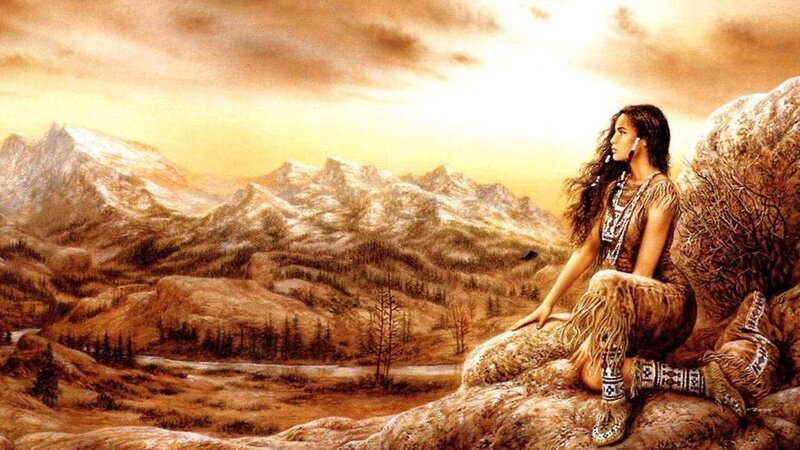 Native American woman on a mountain