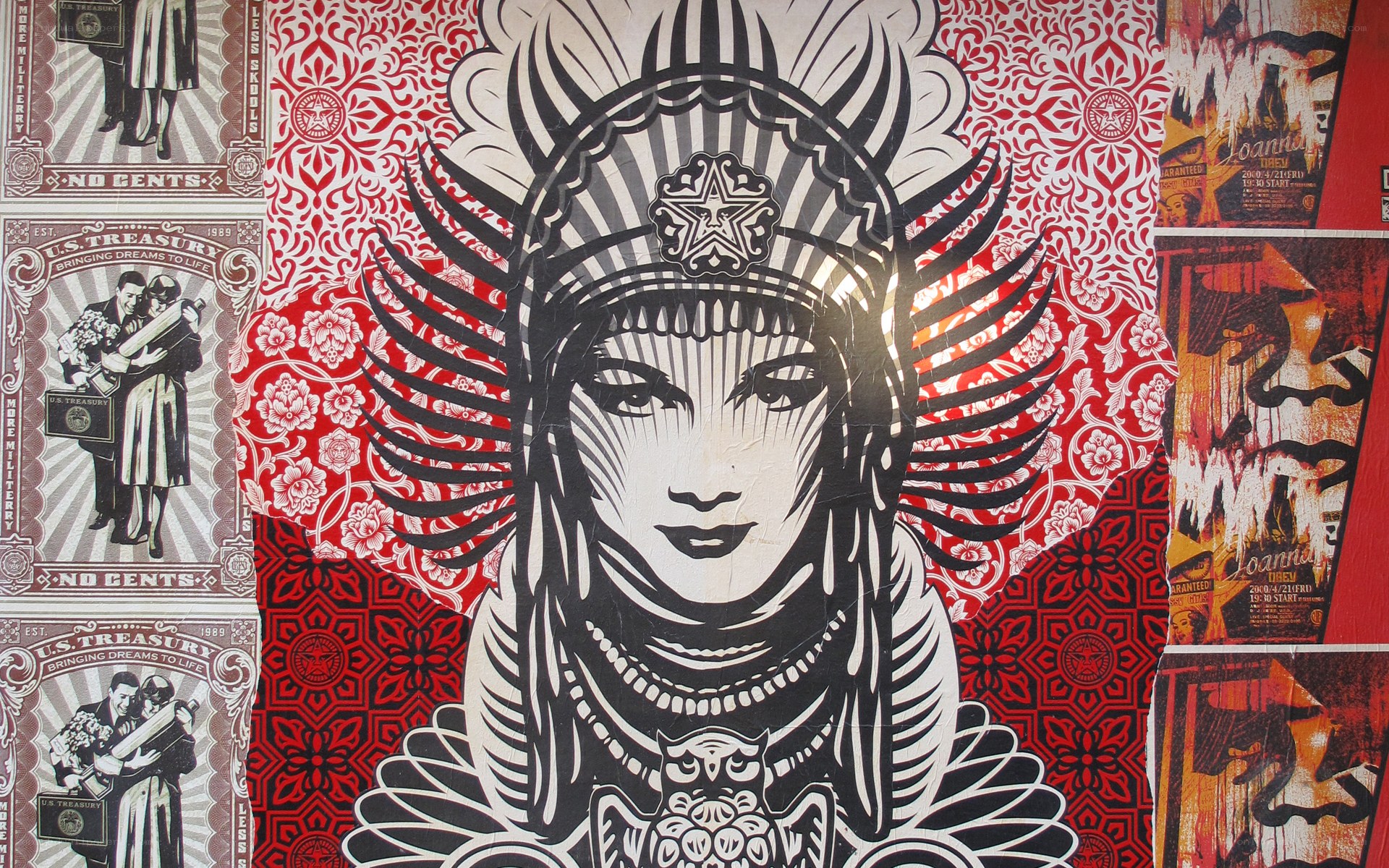 Native American woman portrait collage