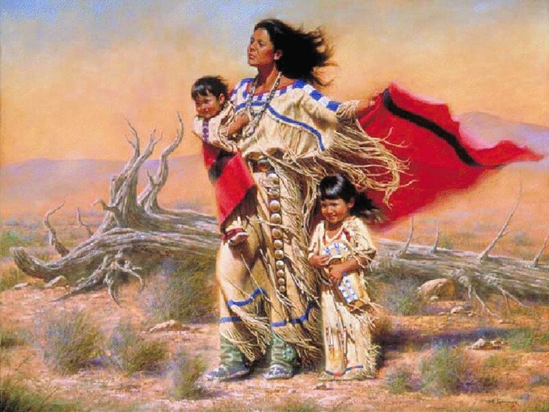 Native American Woman with Children