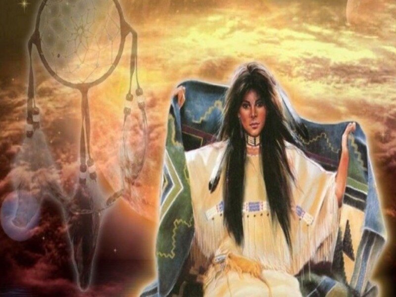 Native American woman with dreamcatcher