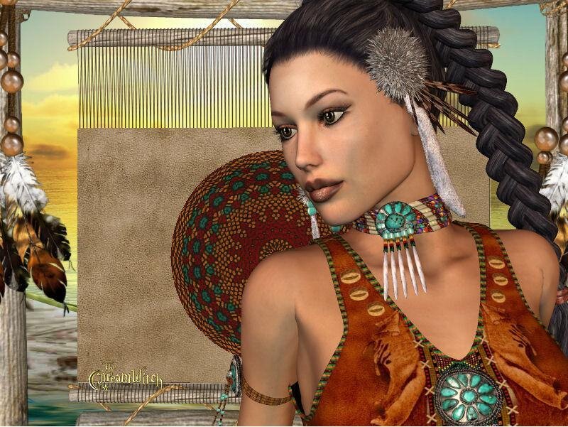 Native American woman with headdress