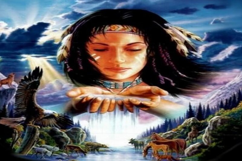 Native American woman with nature