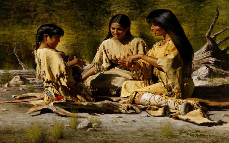 Native American women and child