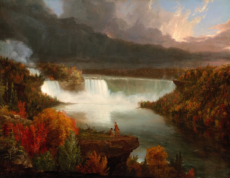 Native Americans at Waterfall